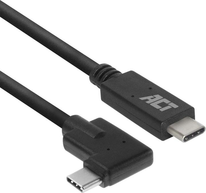 ACT USB 3.2 Gen1 connection cable C male (straight) - C male (angled) 1 meter (1 m, USB 3.2 Gen 1, 60 W)