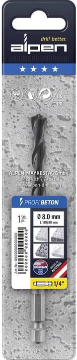 Image du produit Alpen Foret à béton en carbure /4 Tige hexagonale (5 mm)