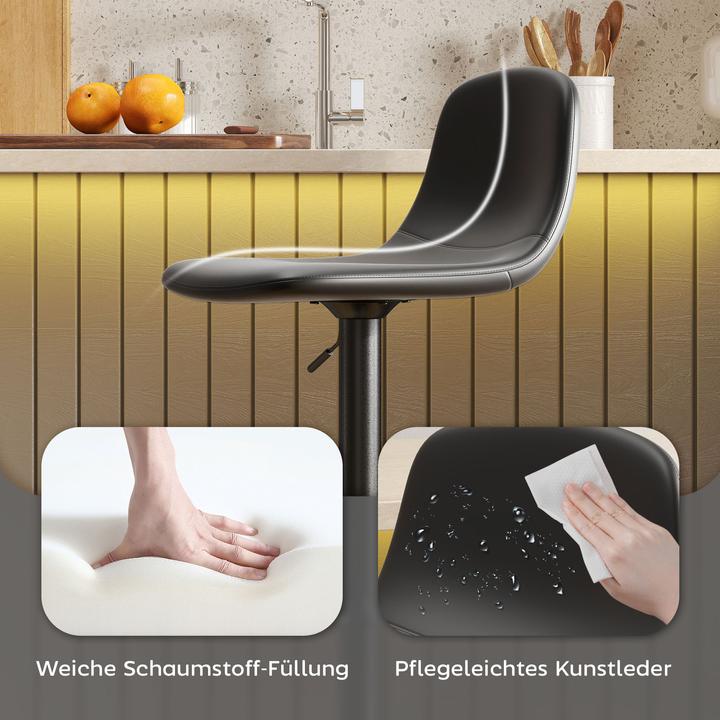 Produktbild Homcom Barhocker Kunstleder, Stahl Schwarz