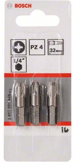 Actual product image Bosch Professional Zubehör Screwdriver bit extra hard PZ 4, 32 mm, pack of 3 (Cross Pozidriv PZ)
