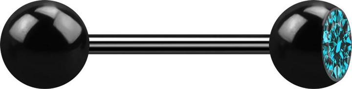 Image du produit Star Piercing Micro Barbell noir avec boule et boules cristal aqua (sans laiton, Acier chirurgical 316L)