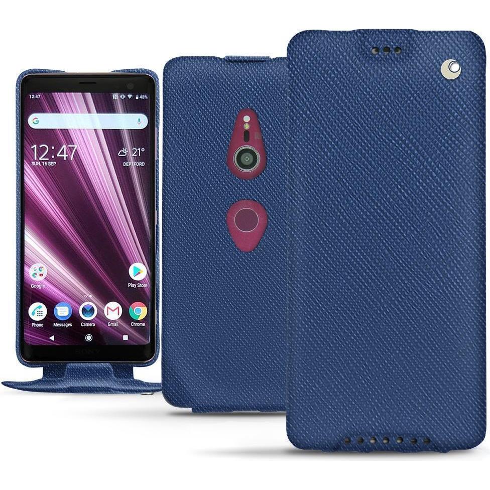 Noreve Lederschutzhülle vertikal (Sony Xperia XZ3), Smartphone Hülle, Blau