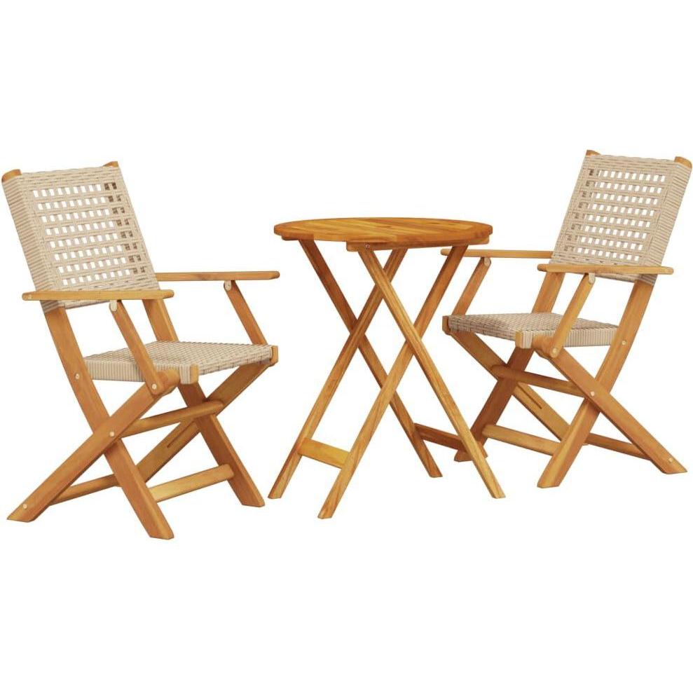 VidaXL, Gartentisch + Balkontisch, 3-tlg. Bistro-Set und (54 cm)
