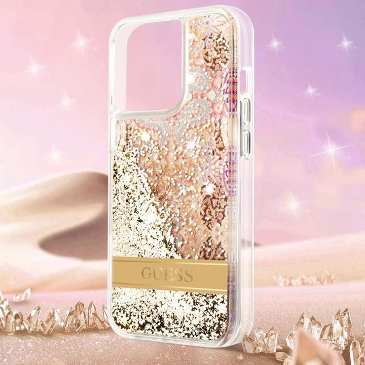 Actual product image Guess GUHCP14XLFLSD iPhone 14 Pro Max 6.7" złoty/gold hardcase Paisley Liquid Glitter (Apple iPhone 14 Pro Max)