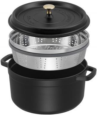Immagine prodotto Staub Cocotte con inserto per la cottura a vapore (26 cm, Pirofila + casseruola, Ghisa, Smalto, Acciaio inossidabile)