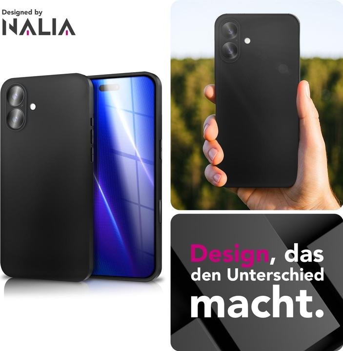 Produktbild Nalia Black Cover "Strider" - 1,28mm Dünne TPU Silikon Hülle Matt Schwarz Anti Flecken - Ultra Slim Case (Apple iPhone 17)