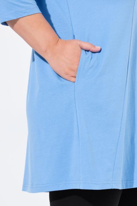 Produktbild Ulla Popken Longshirt, Ziernähte, A-Linie, V-Ausschnitt, 3/4-Arm (56)