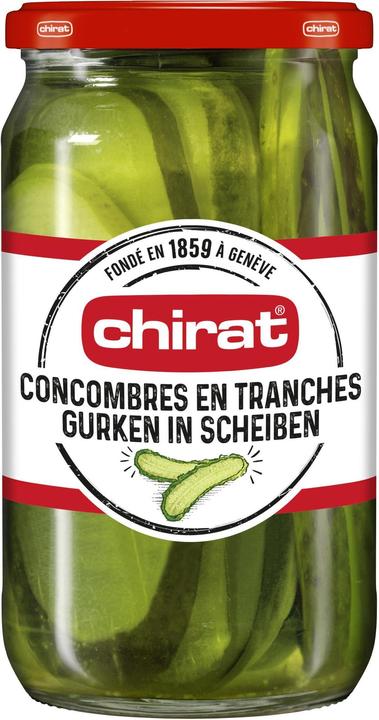 Actual product image Chirat Pickled cucumber slices, pickled vegetable cucumber slices ideal for sandwiches, hamburgers, salads (445 g)