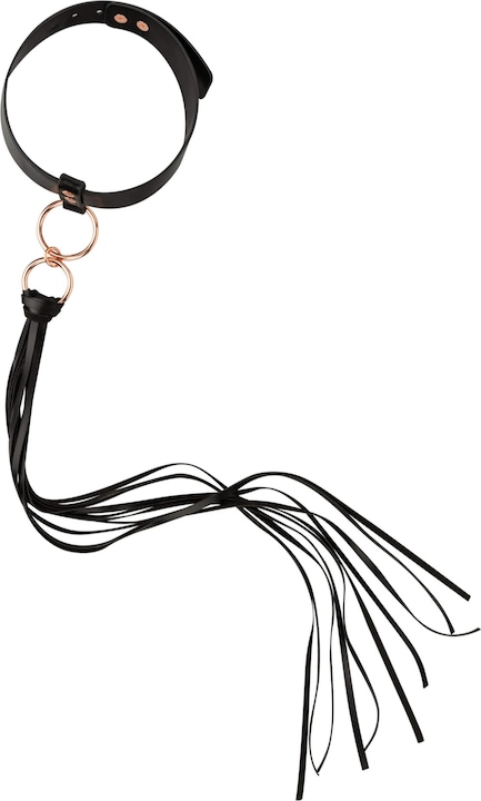 Actual product image Rosy Gold Collar with Flogger - Black