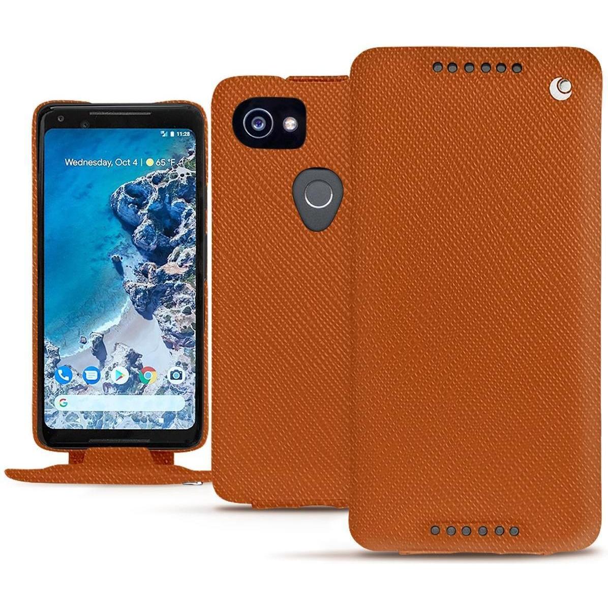 Noreve Lederschutzhülle vertikal (Google Pixel 2 XL), Smartphone Hülle, Orange