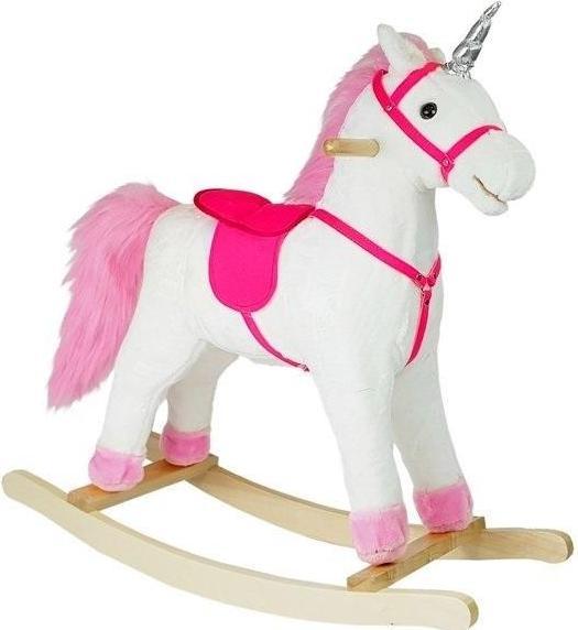 Immagine prodotto Lean Toys Cavallo da passeggio Unicorno Bianco Suoni Movimenti Muso Coda 74 cm