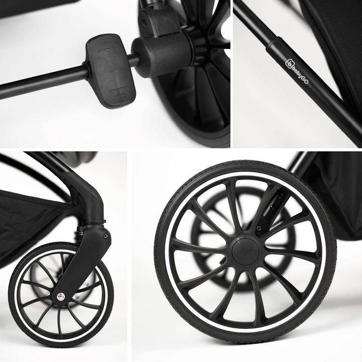 Actual product image BabyGo Pushchair 3in1 grey grey/black Frame (0 Months - 3 years)