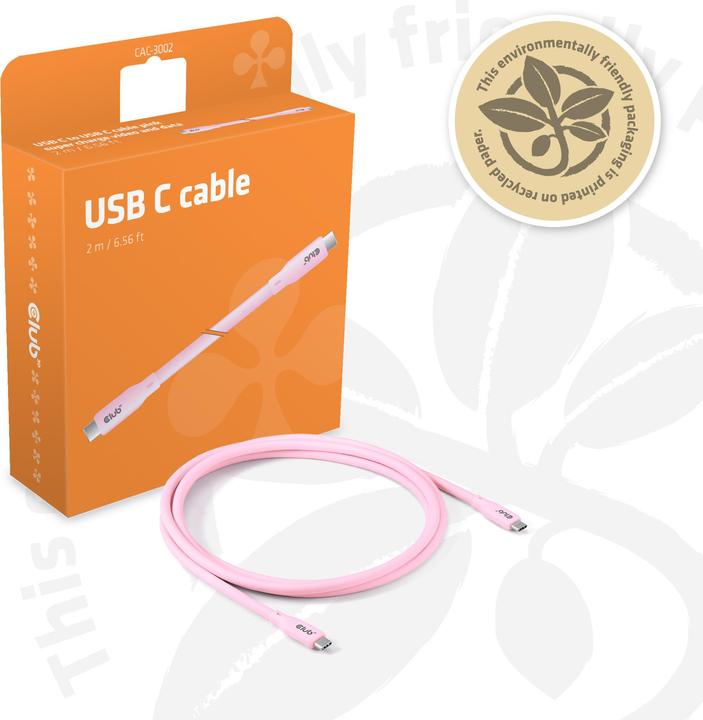 Produktbild Club 3D Club3D Lifestyle USB-C Kabel PD 240W,20Gbps 2m pink St/St retail (2 m, 240 W)
