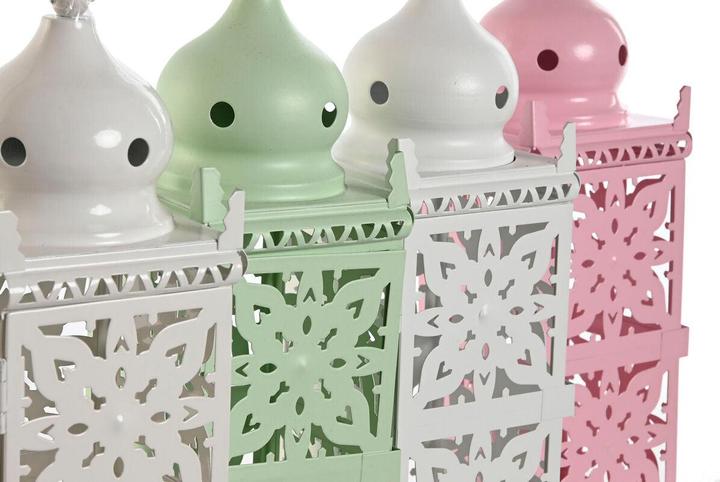 Produktbild Esprit Lantern Home White Green Pink Iron Oriental 10 x 10 x 30 cm (4 Units)