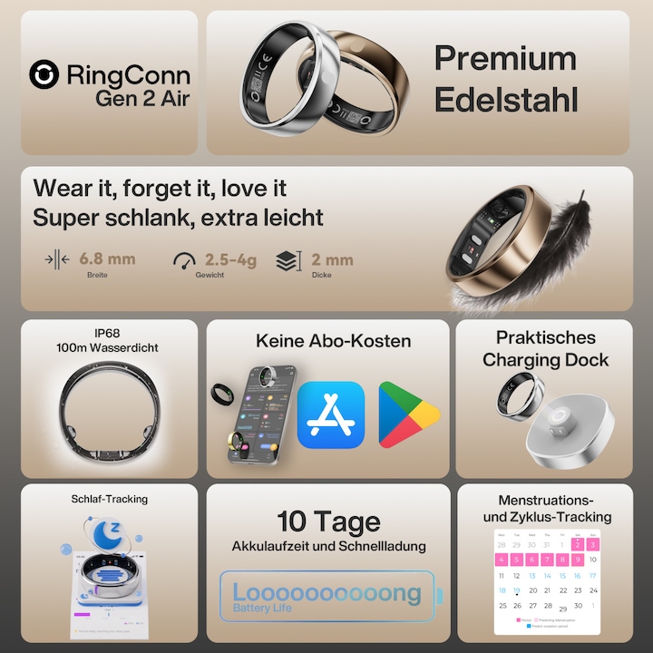 Produktbild RingConn Smart Ring Gen 2 Air (6, Gold)