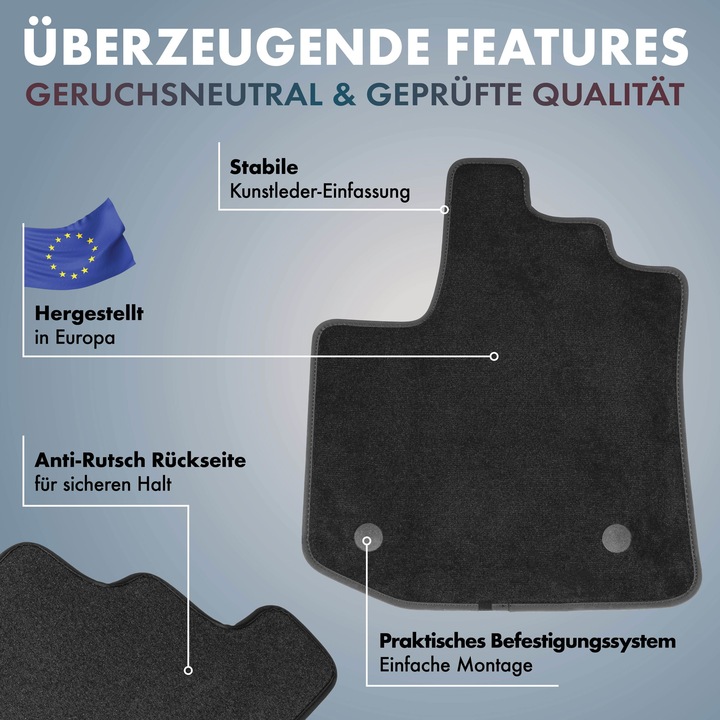 Produktbild Walser Premium Fussmatten für Opel Antara BJ 12/2006 - heute (2 Vordermatten + 2 Rückmatten)