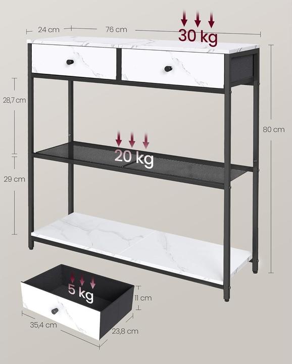 Produktbild Vasagle Konsolentisch (76 x 24 x 80 cm)