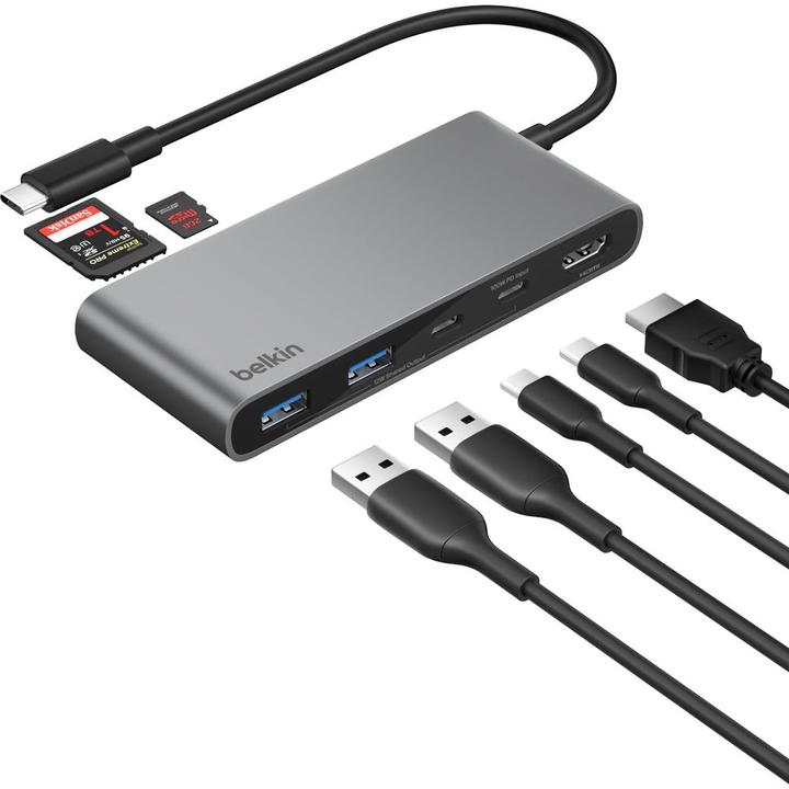 Immagine prodotto Belkin Connect 7-In-1 USB-C Hub Mit Dual USB-C Ports Silber (USB-C, 7 porte)