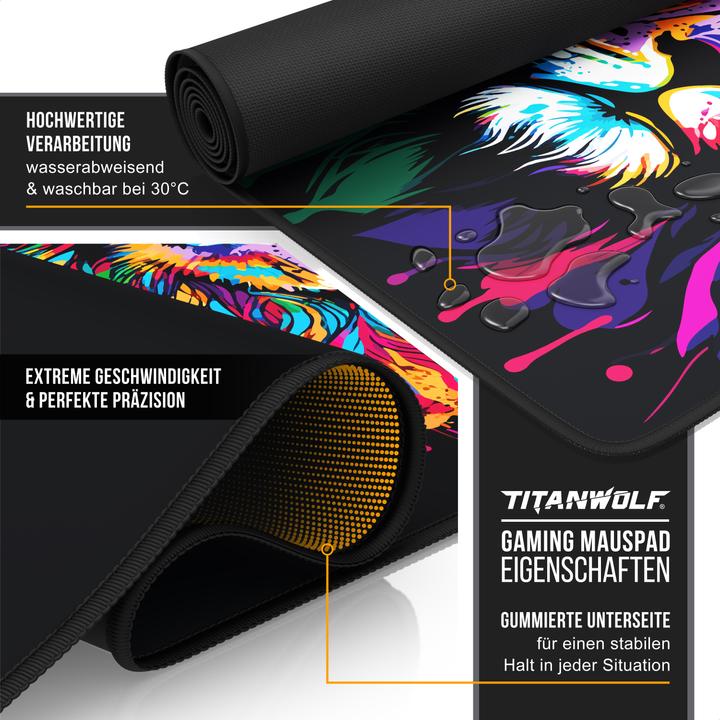Produktbild Titanwolf Gaming Mauspad, XXXL Speed Mausmatte 1200 x 600 mm, Geschwindigkeit & Präzision, Colour Lion (XXL)