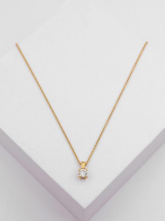 Produktbild Muau Anhänger (Gelbgold, Weissgold, Rotgold oder ganz einfach aus Silber hier entdecken. Unauffällig und trotzdem ein wahrer Hingucker, eines unserer Lieblingsschmuckstücke aus dem Online Schmuck Shop das Anhänger 4-Griff-Fassung Diamant 0.40ct. Gelbgold 750 in der Farbe Gelbgold. Schmuck)