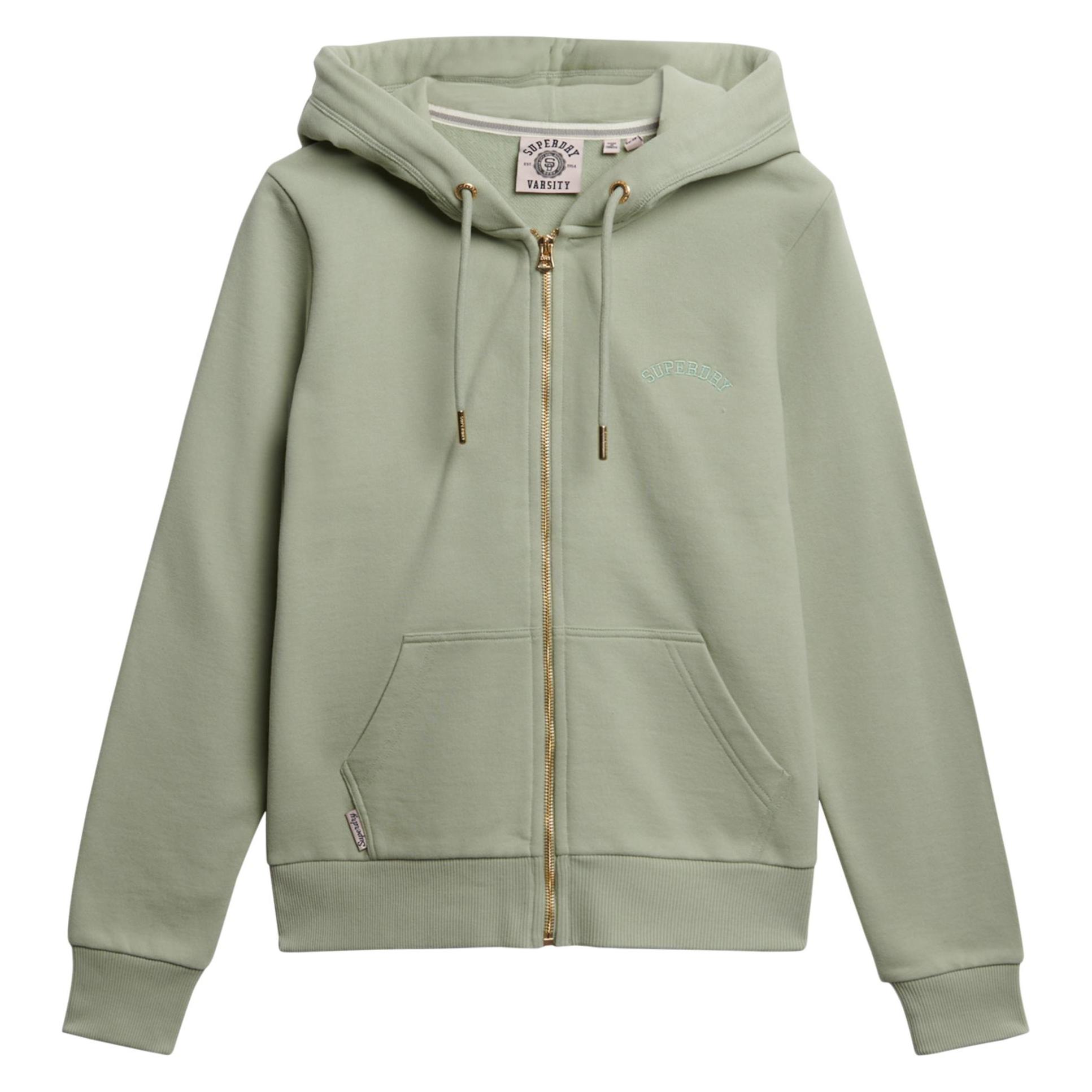 Superdry, Damen, Pullover, Essential Kapuzenjacke Mit Logo, Grün, (10XL)