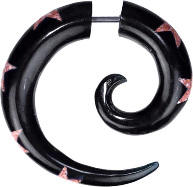 Actual product image Star Piercing Fake Spirale aus Horn Sterne aus pinkem Achat Stein (without brass, Organic, Mineral)
