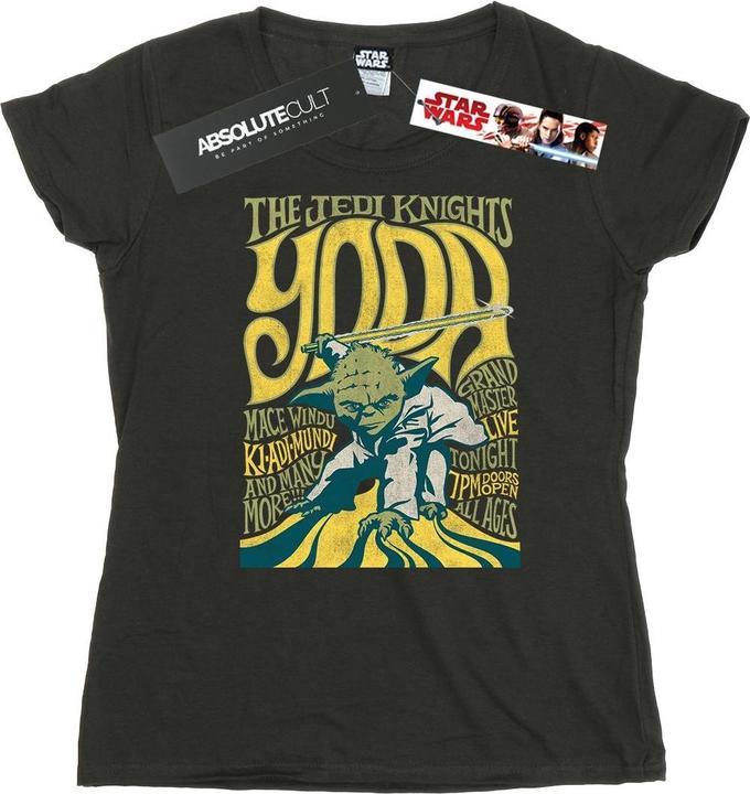 Actual product image Star Wars Womens/Ladies Yoda Rock Poster Cotton T-Shirt (S)