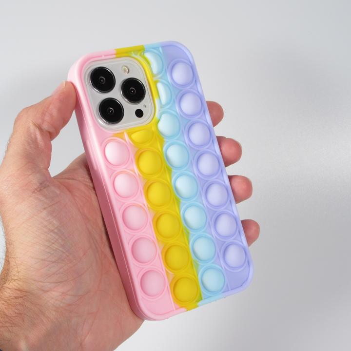 Produktbild PhoneLook Hülle Silikon Luftblasen Anti-Stress Regenbogen (Apple iPhone 13 Pro Max)