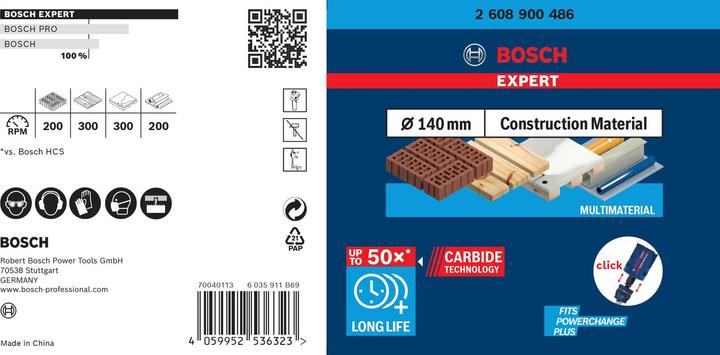 Produktbild Bosch Professional Zubehör EXPERT Construction Material Lochsäge, 140 x 60 mm (140 Millimeter)