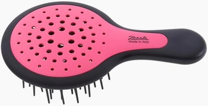 Actual product image Jäneke Mini Superbrush Black/Pink Handle Compact and Detangling Brush
