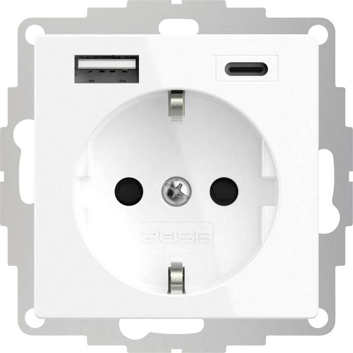 Actual product image 2USB 2U-449511 1-gang socket outlet with earthing contact and USB charging output