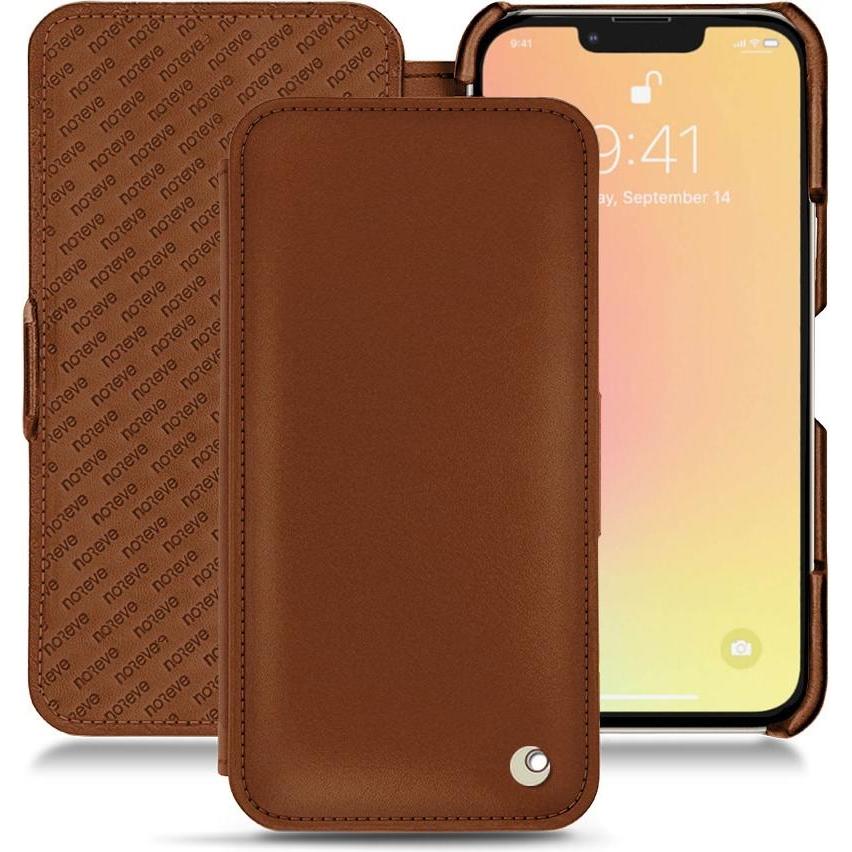 Noreve Lederschutzhülle horizontal (Apple iPhone 13), Smartphone Hülle, Braun