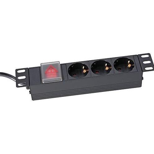 Shiverpeaks, Steckdosenleiste, S/CONN maximum connectivity 25,40cm (10"") Steckdosenleiste 3-fach, 1HE, schwarz (3 x, CE...