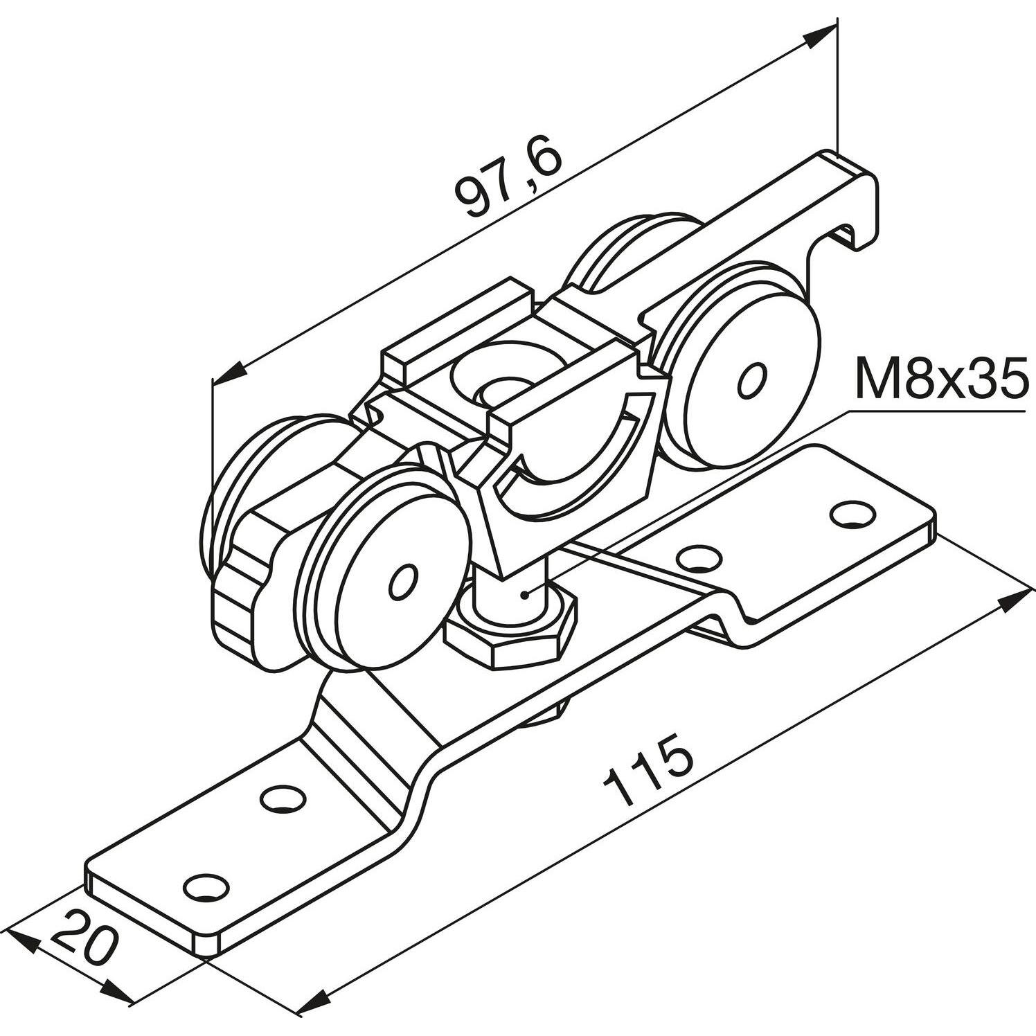 Thumbnail - Helm, Türbeschlag + Scharnier, 53 Rollapparat mit Tragflansch