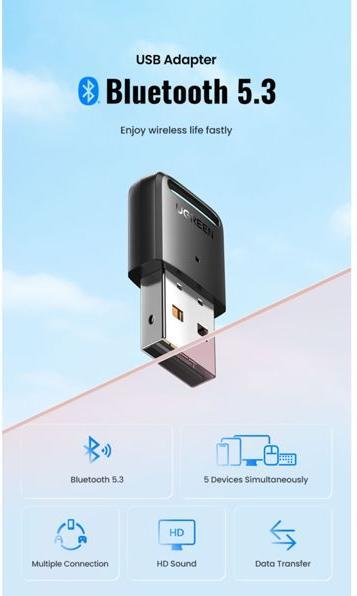 Actual product image Ugreen Bluetooth 5.3 USB adapter (Transmitter & Receiver)