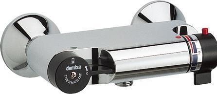 Damixa TMC thermostatic fitting med bruserafgang 1/2" ned og eksklusiv forskruninger og rosetter