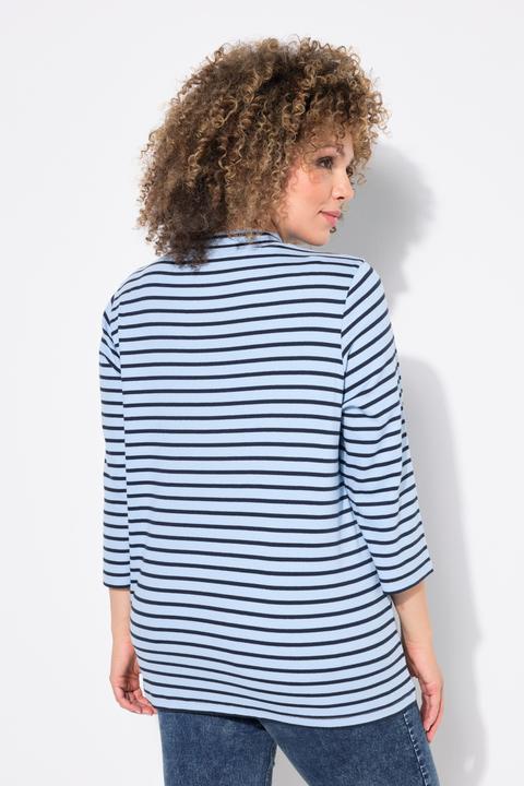 Produktbild Ulla Popken Shirt, Ringel, A-Linie, Stehkragen, 3/4-Arm (46, 48)