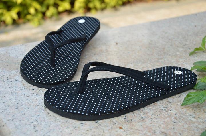 Produktbild Hermex Women Sexy Flip Flop Sandalen Sandaletten Flipflop Schwarz gepunktet Weiss / Grösse 38 (38)