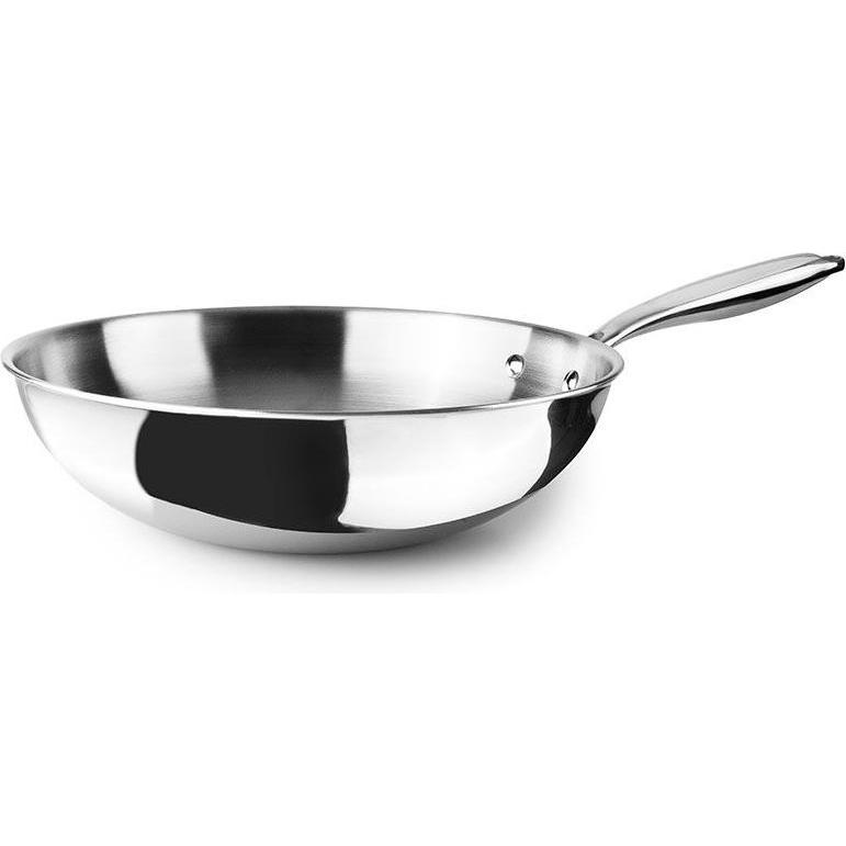 Ibili Triply natural wok (inox/alum/inox) ø20 cm, Padella + Pentola, Argento