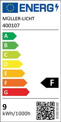 Energie-Label Müller Licht LED Röhre mit 8,5 Watt, G13, 600mm, warmweiss (G13, 8.50 W, 950 lm, 1 x, E)