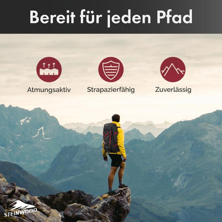 Immagine prodotto Steinwood Zaino da trekking 35L - Idrorepellente, con copertura antipioggia e ventilazione posteriore (36 l)