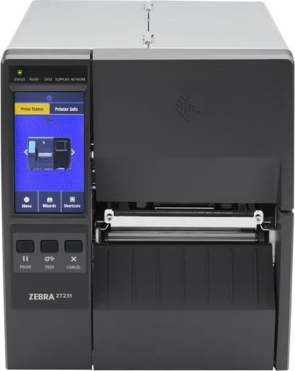 Actual product image Zebra ZT231, 12 dots/mm (300dpi), Disp. (colour), USB, USB-Host, RS232, BT (BLE), Ethernet, WLAN, E (300 dpi)
