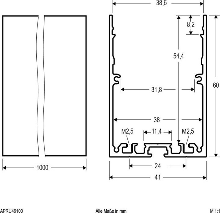 Produktbild EVN-Lichttechnik Aluminiumprofil (Kabeldurchlass, 100 cm)