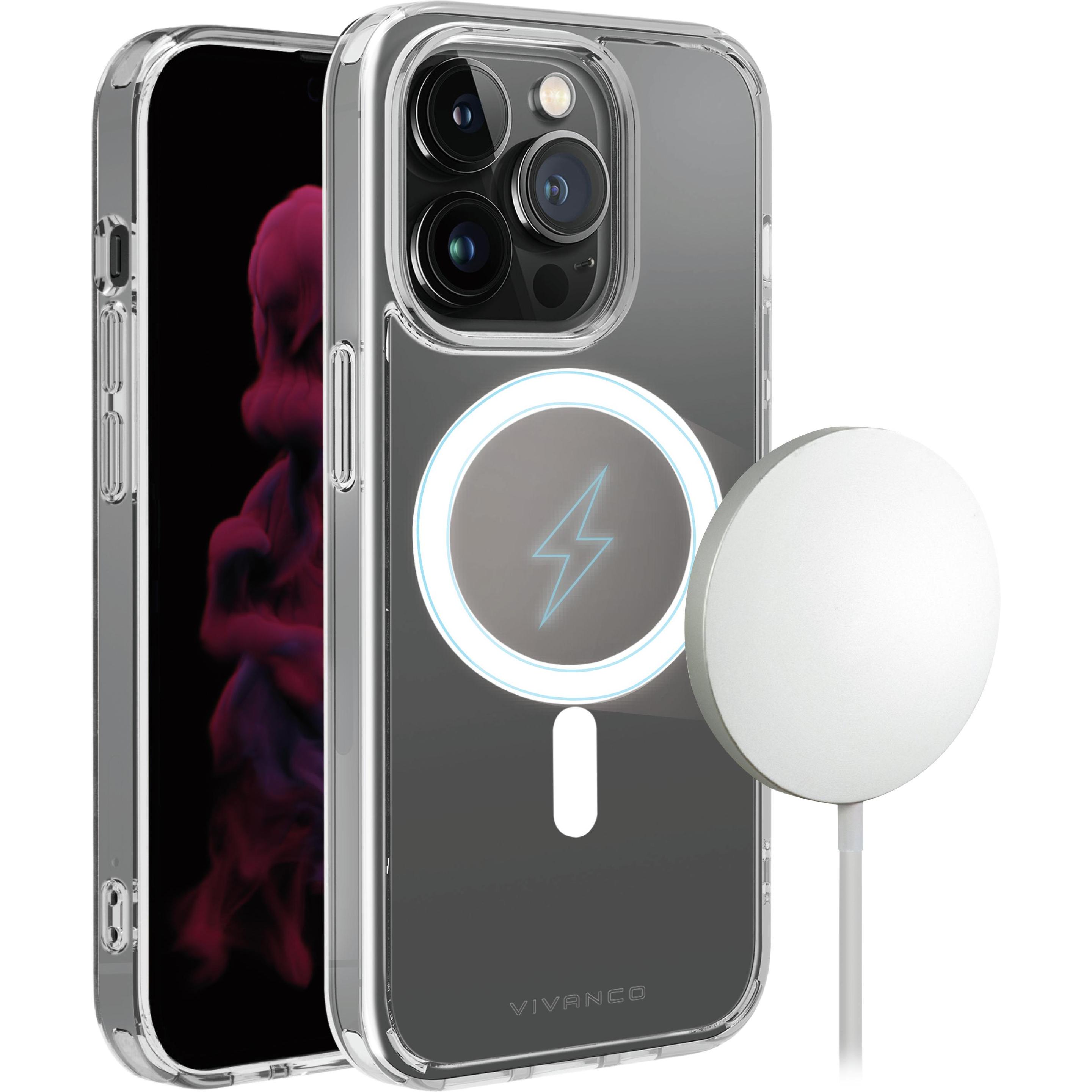 Vivanco Mag Steady mobile phone case (6.1") Cover Transparent (Apple iPhone 14 Pro), Smartphone Hülle, Transparent
