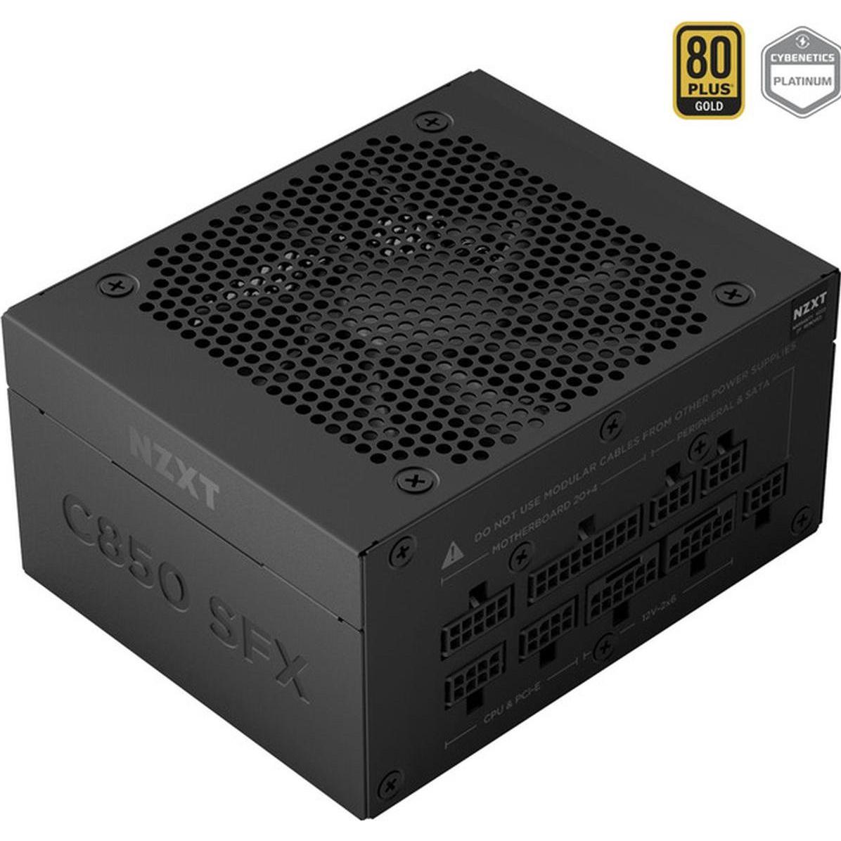 NZXT C850 SFX Black (nero, 1x 12-pin GPU ad alta potenza, 3x PCIe, gestione dei cavi, 850 watt) (850 W), Alimentatore PC, Nero