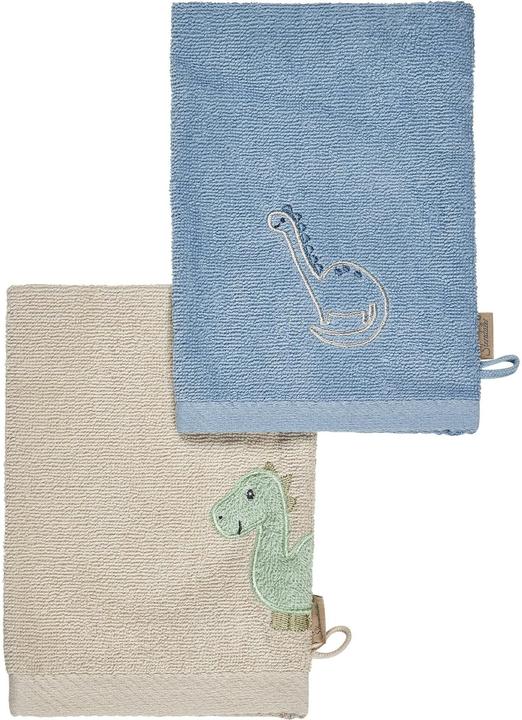 Sterntaler Baby-Waschhandschuh Dino Rexi 2er Set Blau/Beige