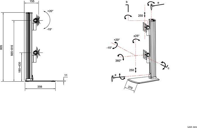 Immagine prodotto Multibrackets Supporto per monitor Dual 32-50", nero, verticale (Tavolo, 50", 24 kg)
