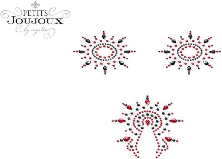 Actual product image Petits Joujoux Gloria breast and pubic mound jewelry black & red