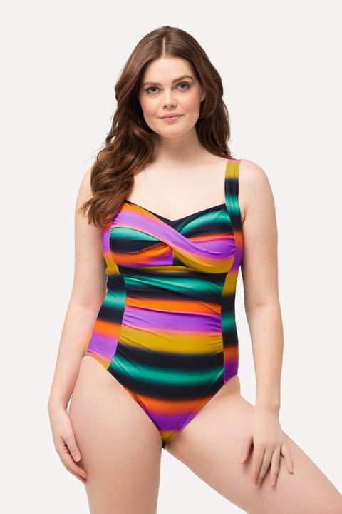 Immagine prodotto Ulla Popken Damen grosse Grössen Badeanzug, Farbverlauf, Softcups, drapiert schwarz 54 826437100-54 (54)