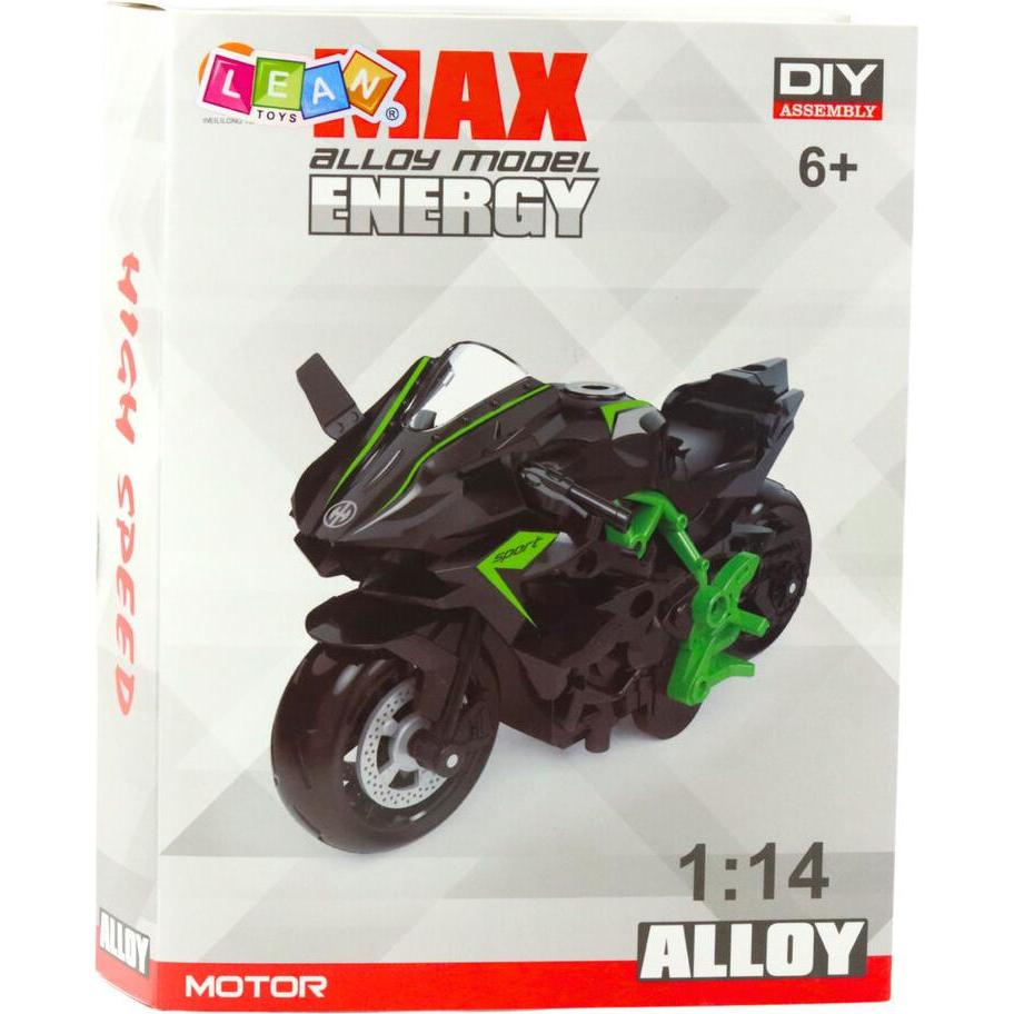 Lean Toys Motorrad zum Zusammenbauen, Schrauben, Metall, 1:14, DIY, Grün-Schwarz